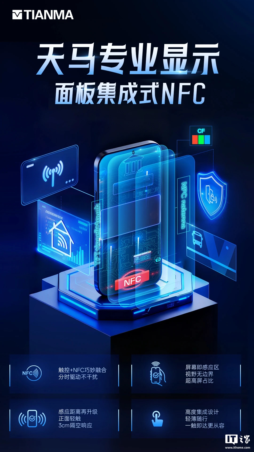 皇耀娛樂註冊:天馬官宣首個集成 NFC 功能的屏幕麪板,號稱可實現“3cm 隔空響應”